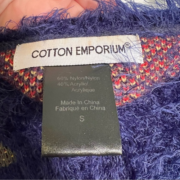Cotton Emporium Fuzzy Crewneck Sweater Blue Rose Floral S - Picture 8 of 8